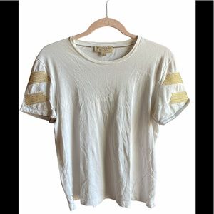 Burberry White and Gold T Shirt Sz S